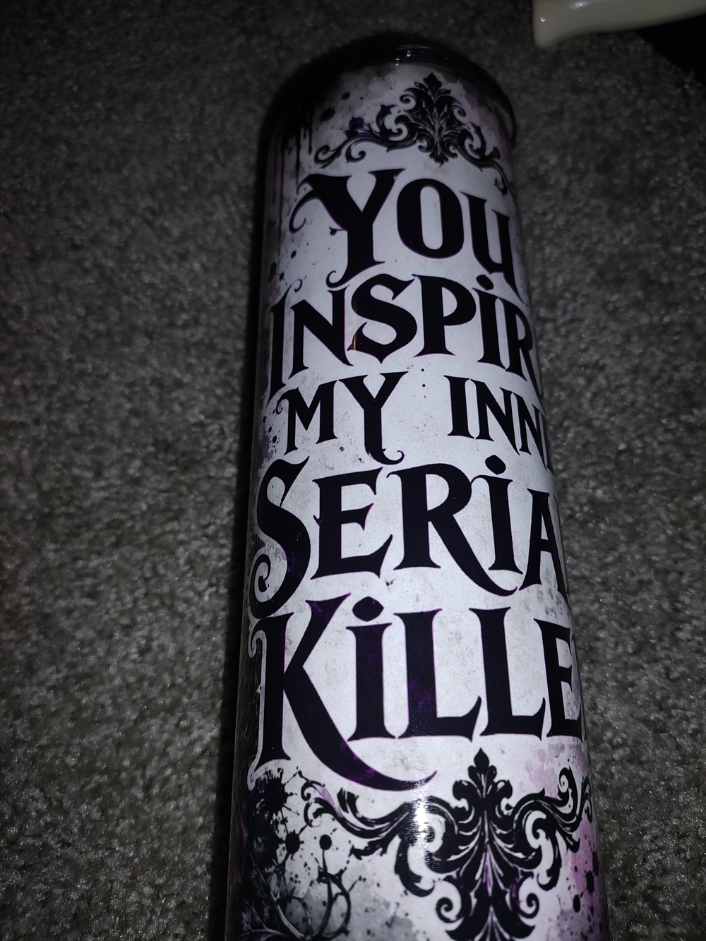 Decorative Quote Cylinder - Purple and White Gothic Script